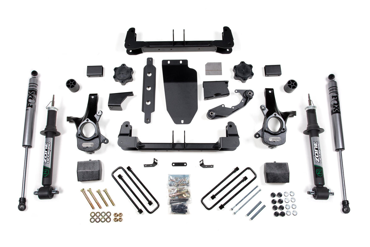 14-18 Silverado/Sierra 1500 4WD 6.5 Inch Lift Kit With Replacement Strut Alum/Stamped Arms With Rear Fox Shocks and Front Nitro Shocks Zone Offroad