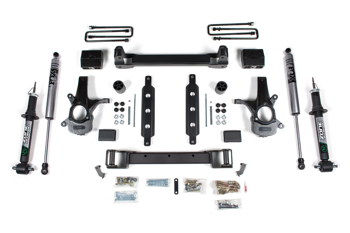 14-18 Silverado/Sierra 1500 2WD 6.5 Inch Lift Kit With Replacement Strut Cast Steel Arms With Rear Fox Shocks and Front Nitro Shocks Zone Offroad