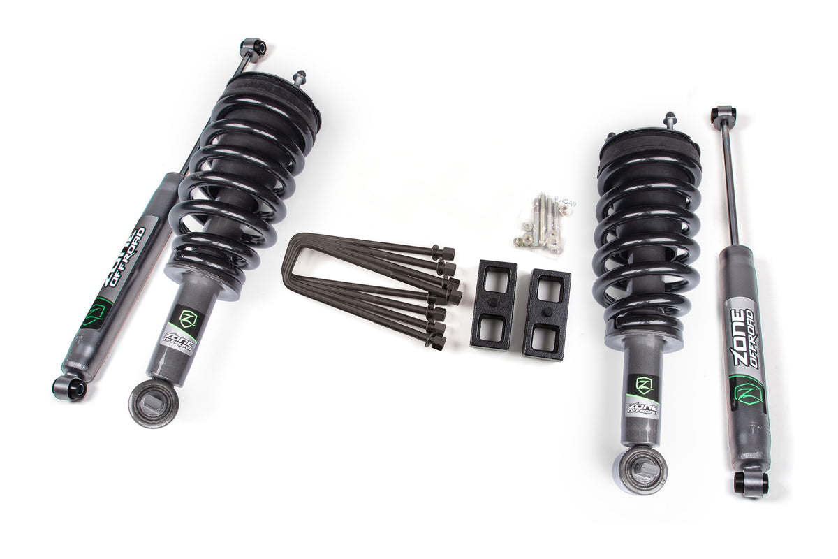 07-18 Chevrolet Silverado 1500 - GMC Sierra 1500 4WD 2 Inch Suspension Lift Kit, 2 Inch Rear Lift, Block - Nitro Loaded Struts, Nitro Shocks Zone Offroad