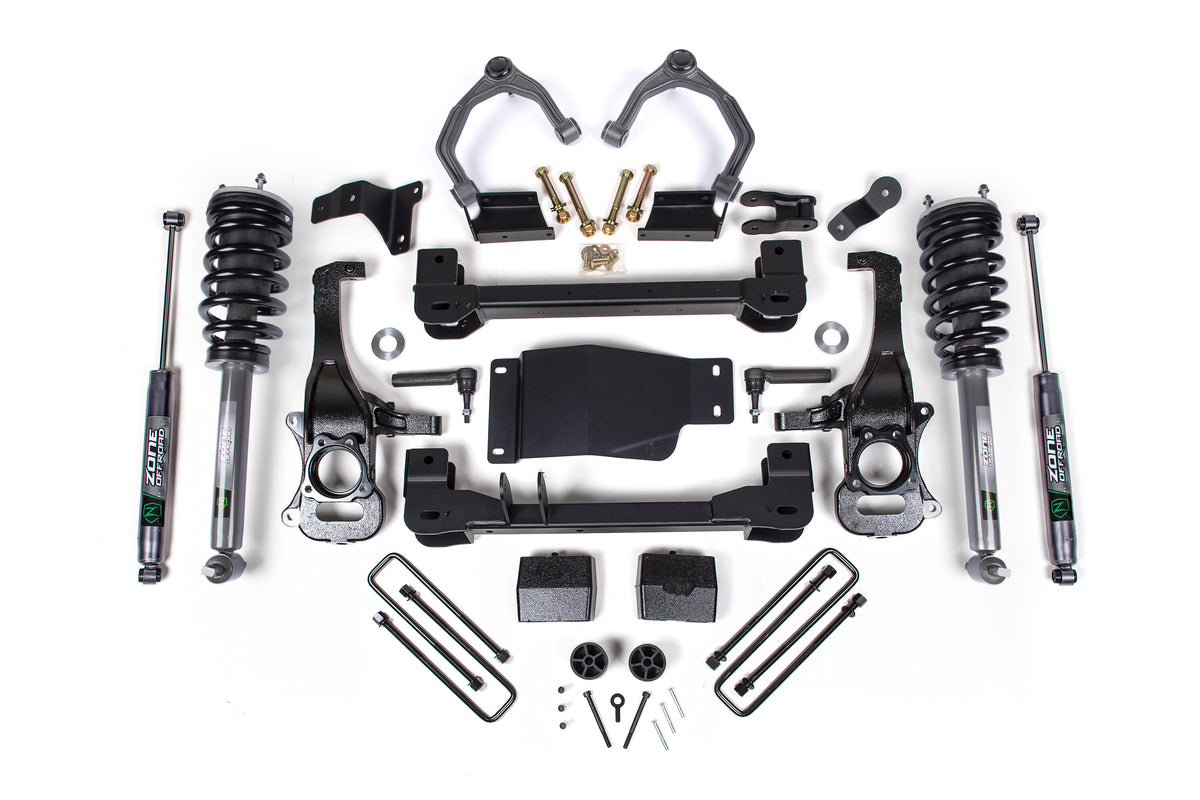 19-24 Chevrolet Silverado 1500 - GMC Sierra 1500 4WD 6 Inch Suspension Lift Kit, 5 Inch Rear Lift, Block - Nitro Loaded Struts, Nitro Shocks Zone Offroad