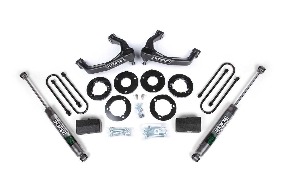 1.75 Inch Suspension Lift Kit For 25-Up Silverado/Sierra 1500 4WD 1 Inch Rear Block Spacer Front Fox 2.0 Adventure Series Rear Shock Zone Offroad