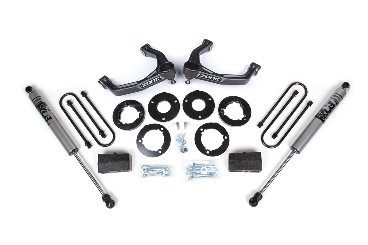 1.75 Inch Suspension Lift Kit For 25-Up Silverado/Sierra 1500 4WD 1 Inch Rear Block Spacer Front Fox 2.0 Adventure Series Rear Shock Zone Offroad