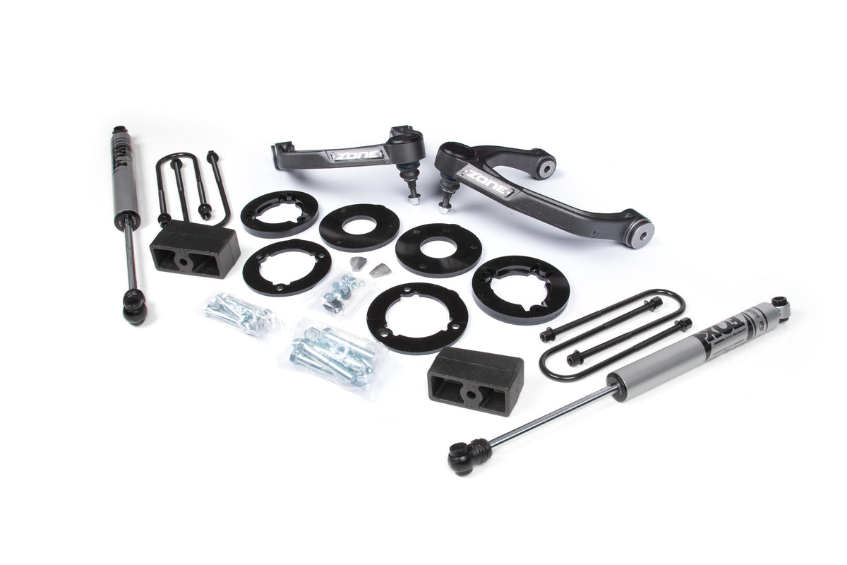 1.75 Inch Suspension Lift Kit For 25-Up Silverado/Sierra 1500 4WD 1 Inch Rear Block Spacer Front Fox 2.0 Adventure Series Rear Shock Zone Offroad