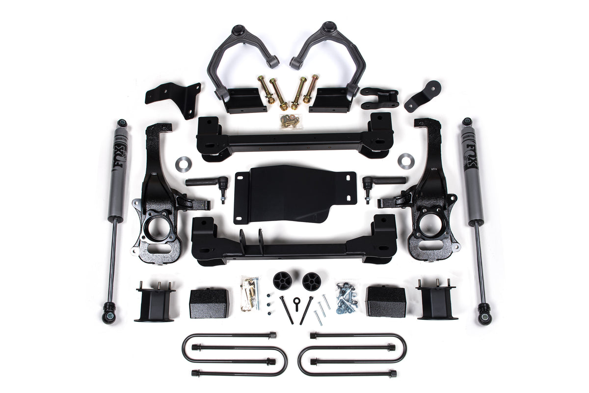 4 Inch Lift Kit For 25-Up Silverado/Sierra 1500 4WD 3 Inch Rear Block Spacer Front Fox 2.0 ADV Series Rear Shock Zone Offroad