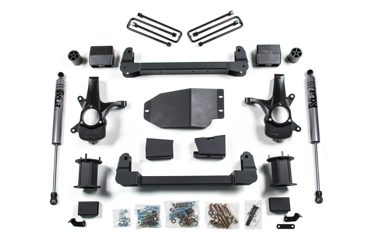 07-13 Chevrolet Silverado 1500 - GMC Sierra 1500 2WD 6.5 Inch Suspension Lift Kit, 4 Inch Rear Lift, Block - N/A, Fox 2.0 Adventure Series Shocks Zone Offroad