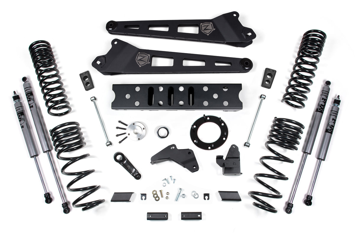 19-24 RAM 2500 6.5 Inch Radius Arm 4.5 Inch Rear Coils Diesel 6-Bolt T-Case Fox Adventure Shocks Zone Offroad