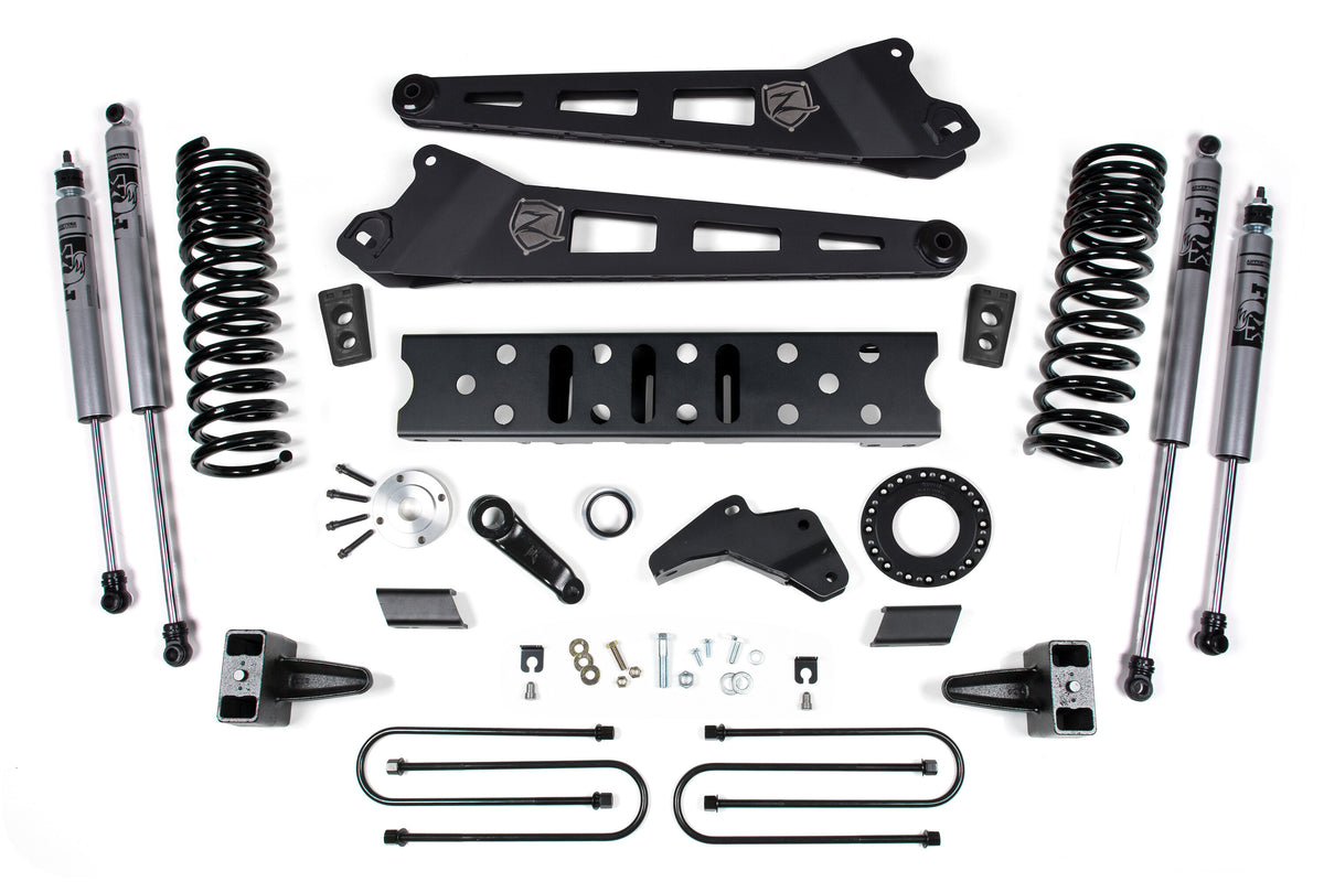 19-24 RAM 3500 5.5 Inch Radius Arm 5 Inch Rear Block With Overload Gas 6-Bolt T-Case Fox Adventure Shocks Zone Offroad