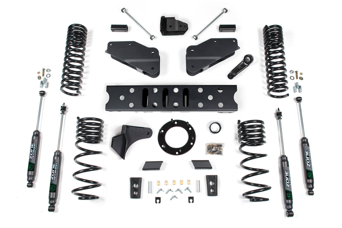 19-24 RAM 2500 5.5 Inch Radius Arm Bracket 4.5 Inch Rear Coil Gas 6-Bolt T-Case Nitro Shocks Zone Offroad