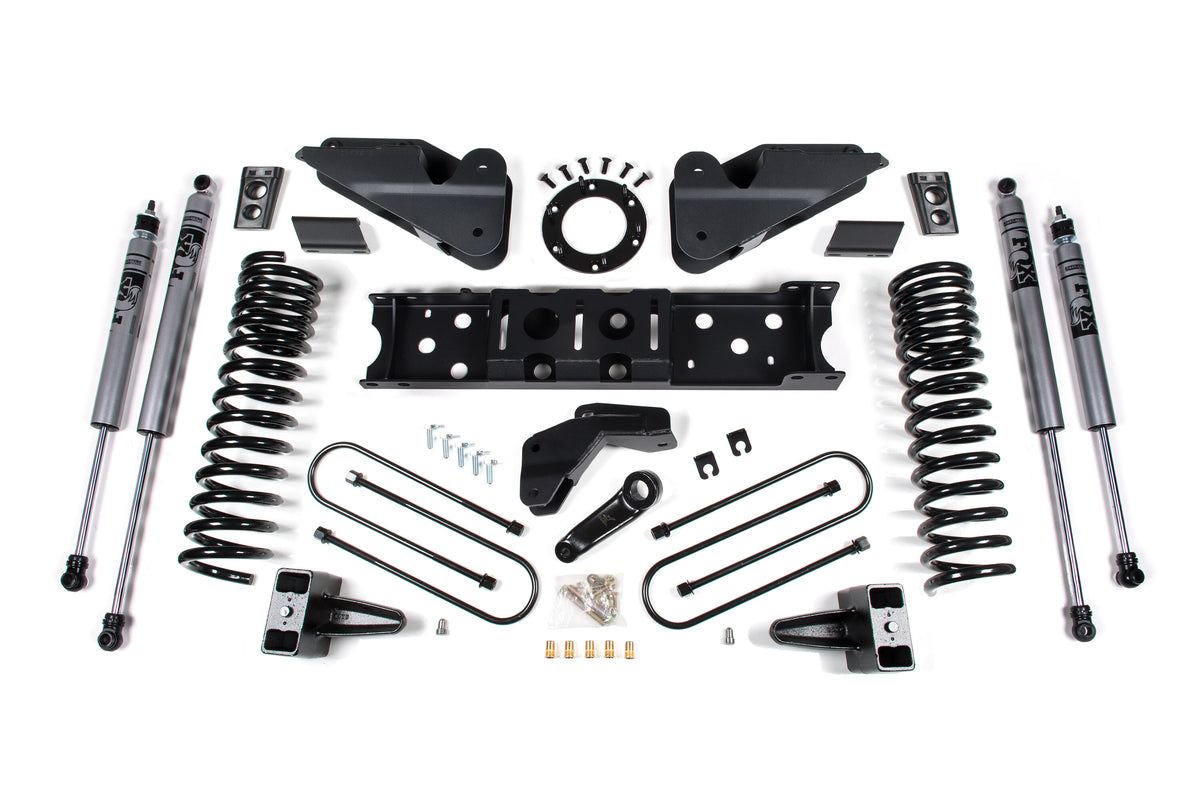 19-24 RAM 3500 4.5 Inch Radius Arm Bracket 2 Inch Rear Block Without Overload Diesel 6-Bolt T-Case Fox Adventure Shocks Zone Offroad