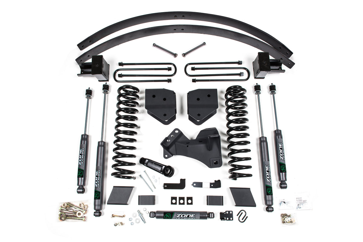 17-19 Ford F-350/350 6 Inch Lift Kit 3 Inch Rear Block Gas 3 Leaf Main Nitro Shocks Zone Offroad