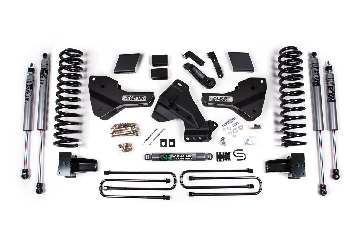 23-25 Ford F350 DRW 4WD 7 Inch Radius Arm Drop Suspension Lift Kit, 5 Inch Rear, Block, Diesel - Fox 2.0 Adventure Series Front And Rear Shocks Zone Offroad