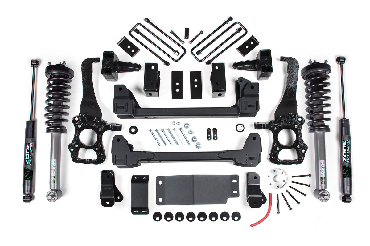 15-20 F-150 6 Inch Lift Kit 4-3/8 Inch Rear Block Fox Shocks Zone Offroad