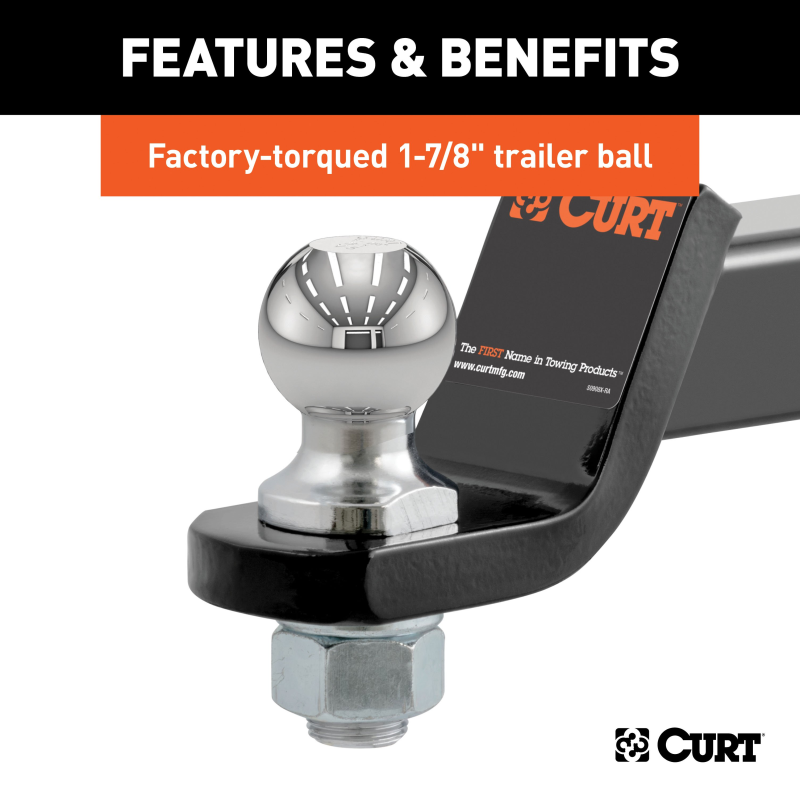 CURT Loaded Ball Mount with 1-7/8" Ball, Imported (2" Shank, 3,500 lbs., 2" Drop) Model 45834