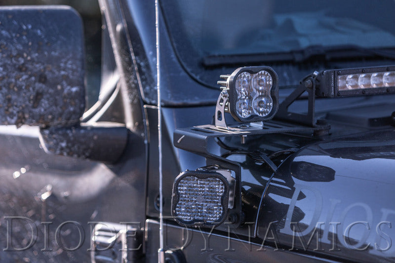 Diode Dynamics 18-21 Jeep JL Wrangler/Gladiator SS6 Cowl LED Bracket Kit - White Driving