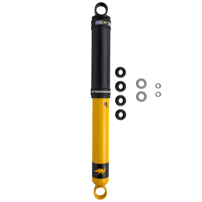 ARB OME Nitrocharger Plus shock absorber for Mazda BT50/Ranger PX3, featuring a black and yellow design with mounting hardware.