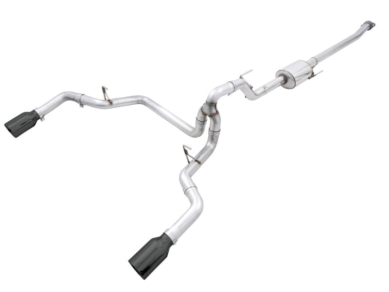 AWE Tuning 0FG 21+ Ford F150 Dual Split Rear Cat-Back Exhaust- 5in Diamond Black Tips