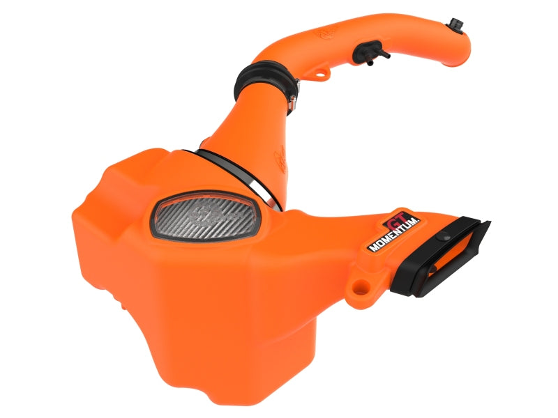 afe Momentum Sealed Intake for Ford Ranger Raptor 24-25 V6-3.0L, featuring a vibrant orange design for enhanced airflow and performance.