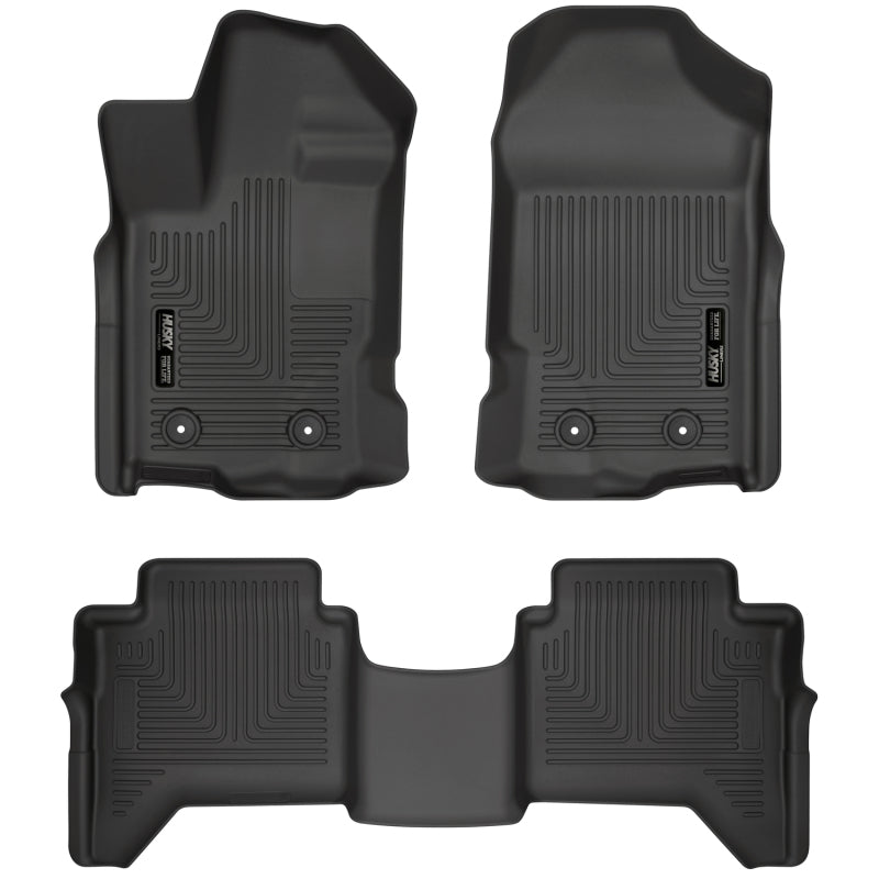 Husky Liners 2019+ Ford Ranger SuperCrew Cab WeatherBeater Black Front & 2nd Seat Floor Liners