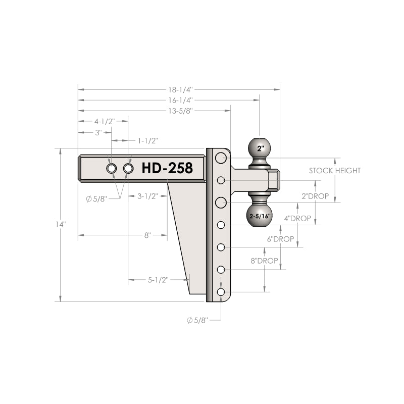 BulletProof Hitches 2.5" Heavy Duty 8" Drop/Rise Hitch Model HD258