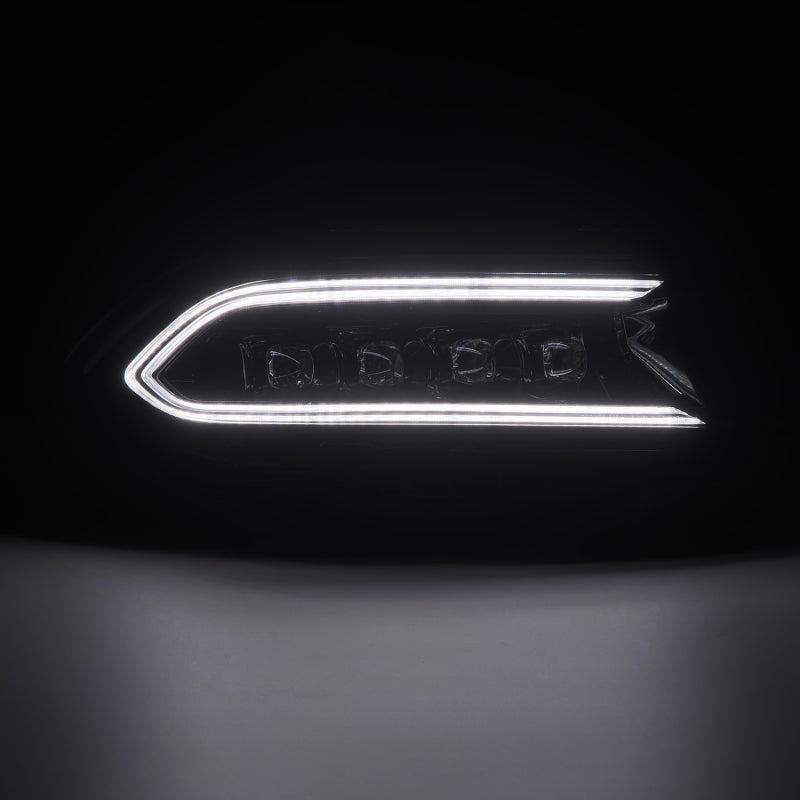 AlphaRex NOVA-Series LED projector headlights for 15-23 Dodge Charger, featuring black housing, activation light, and sequential signal.