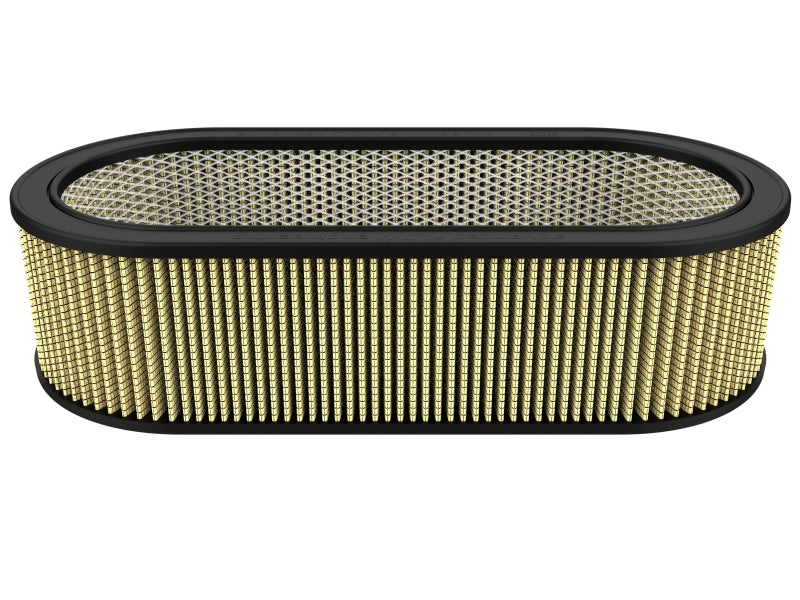 Custom air filter by AFE Magnum FLOW, measuring 18-1/8 inches long, 7-1/4 inches wide, and 5 inches high, featuring expanded metal.