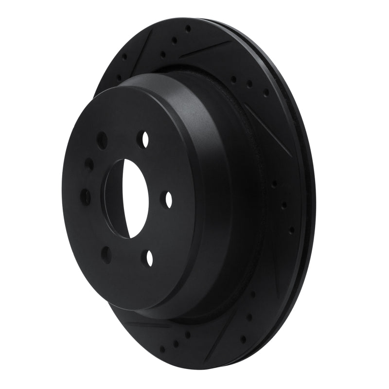 R1 15-20 Chevrolet Colorado Rear Left Drilled & Slotted Black Brake Rotor