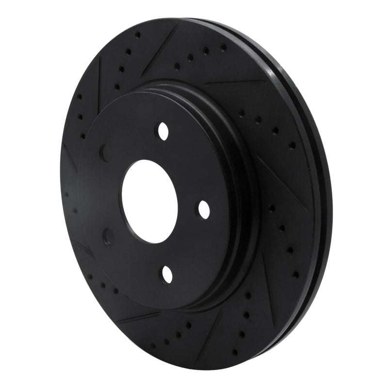 R1 08-12 Jeep J8 Front Left Drilled & Slotted Black Brake Rotor