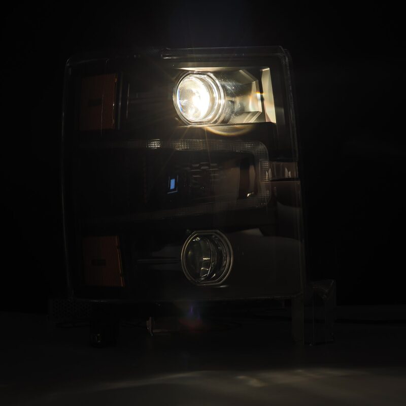 AlphaRex 14-15 Chevy 1500 PRO-Series Projector Headlights Black w/ Sequential Signal & DRL