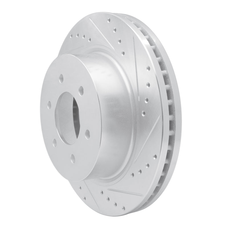 R1 16-24 Nissan Titan XD Front Right Drilled & Slotted Silver Brake Rotor