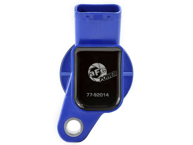 afe SCORCHER ignition coil for Toyota trucks and SUVs, designed for 2016-2023 V6 3.5L engines, featuring a blue casing.