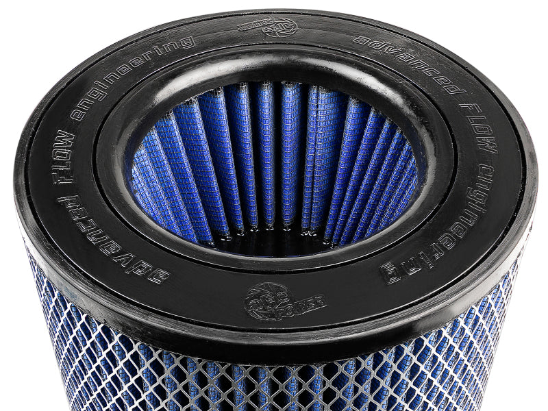 afe Magnum FORCE replacement air filter featuring a blue mesh design and expanded metal for enhanced airflow and filtration.