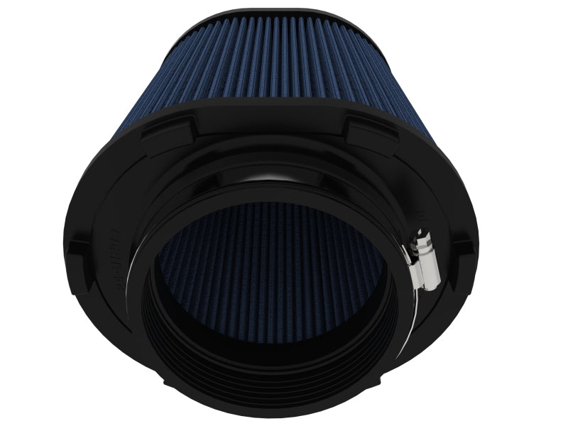 afe Magnum FORCE replacement air filter featuring a cylindrical design with a blue filter element and black housing.