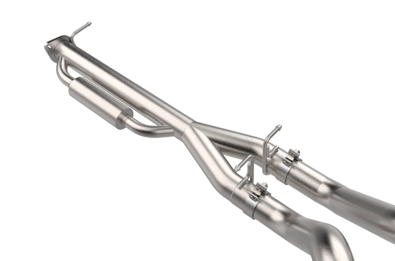 AFE Vulcan Series Cat-Back Exhaust System for 2025 RAM 1500 V6-3.0L, showcasing polished stainless steel construction and dual pipes.
