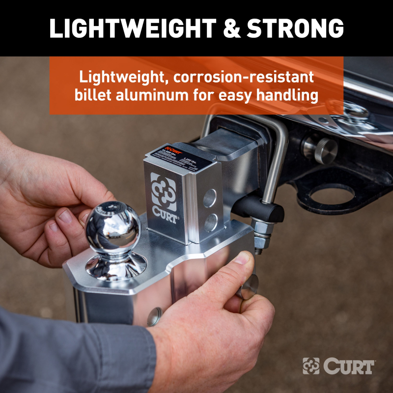 CURT AlumaLite Adjustable Aluminum Hitch with Dual Ball, 3-1/2" Drop Model 45364