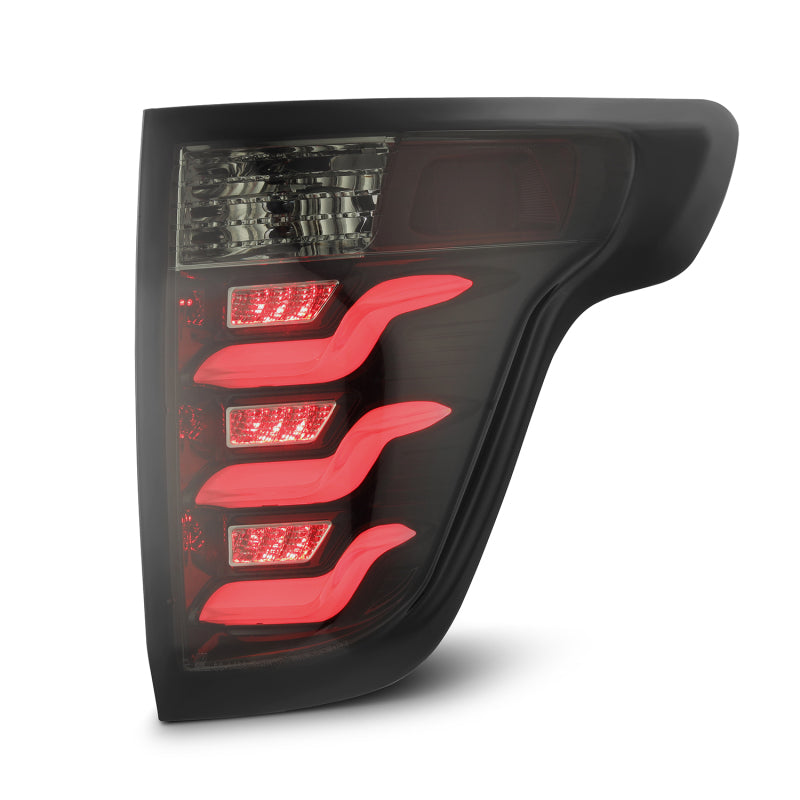 AlphaRex PRO-Series LED tail lights for 11-15 Ford Explorer in jet black, featuring a sleek design and bright red LEDs.
