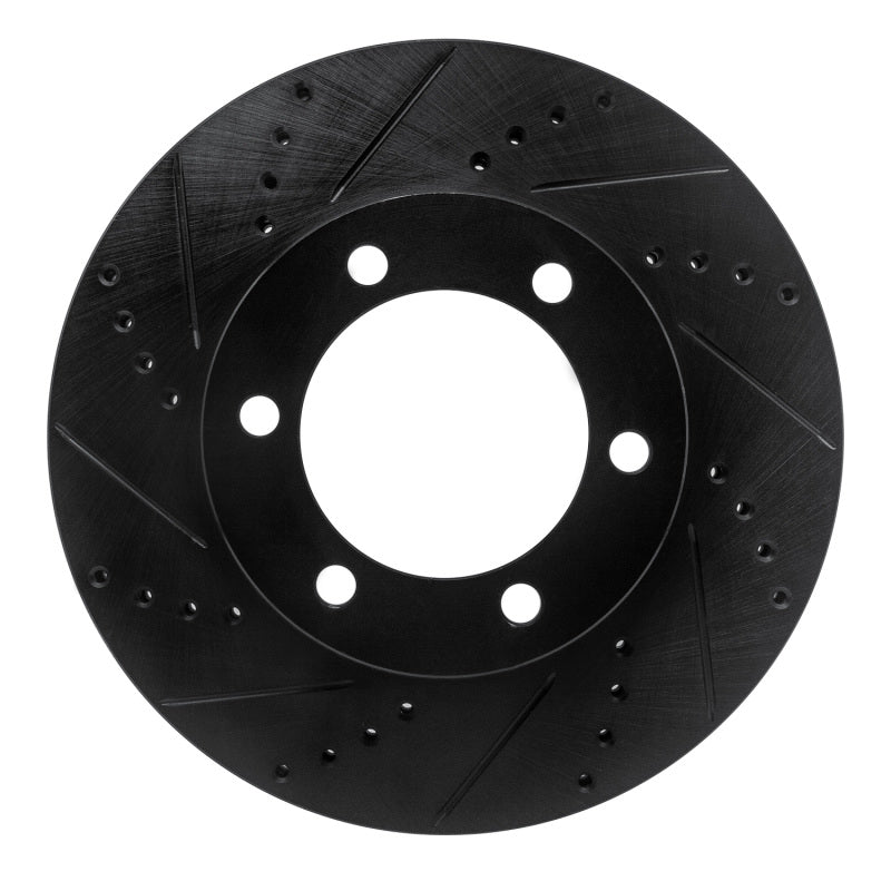 R1 00-07 Toyota TUNDRA Front Left Drilled & Slotted Black Brake Rotor