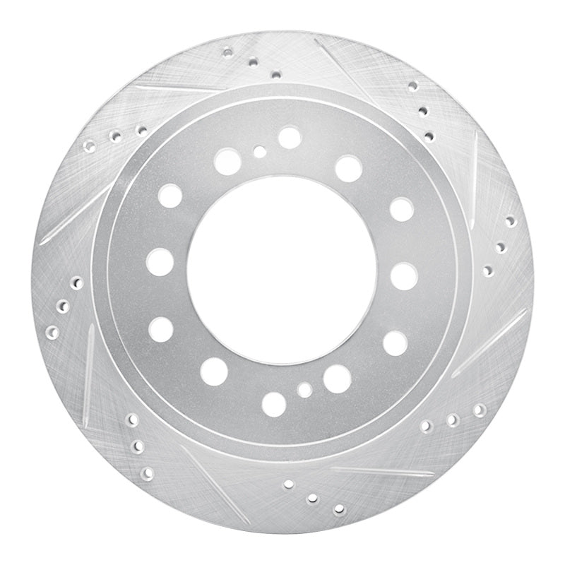 R1 10-24 Lexus GX460 Rear Right Drilled & Slotted Silver Brake Rotor