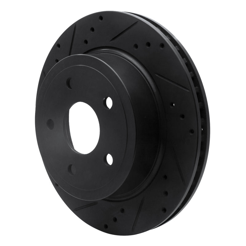 R1 04-06 Dodge Ram 1500 Pickup Rear Left Drilled & Slotted Black Brake Rotor