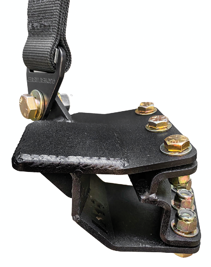 Adjustable front limit strap kit and bump stop for 2021+ Bronco, designed for stock arms to enhance off-road performance.