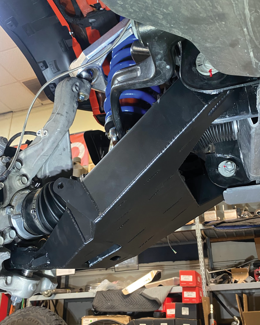 Fabricated lower control arms for 2022+ Bronco Raptor, showcasing stock width and durable construction for offroad performance.