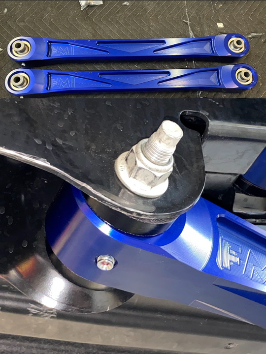 Billet aluminum rear lower suspension arms for 2022 Bronco Raptor featuring ultra-flex joints, showcasing durability and performance.