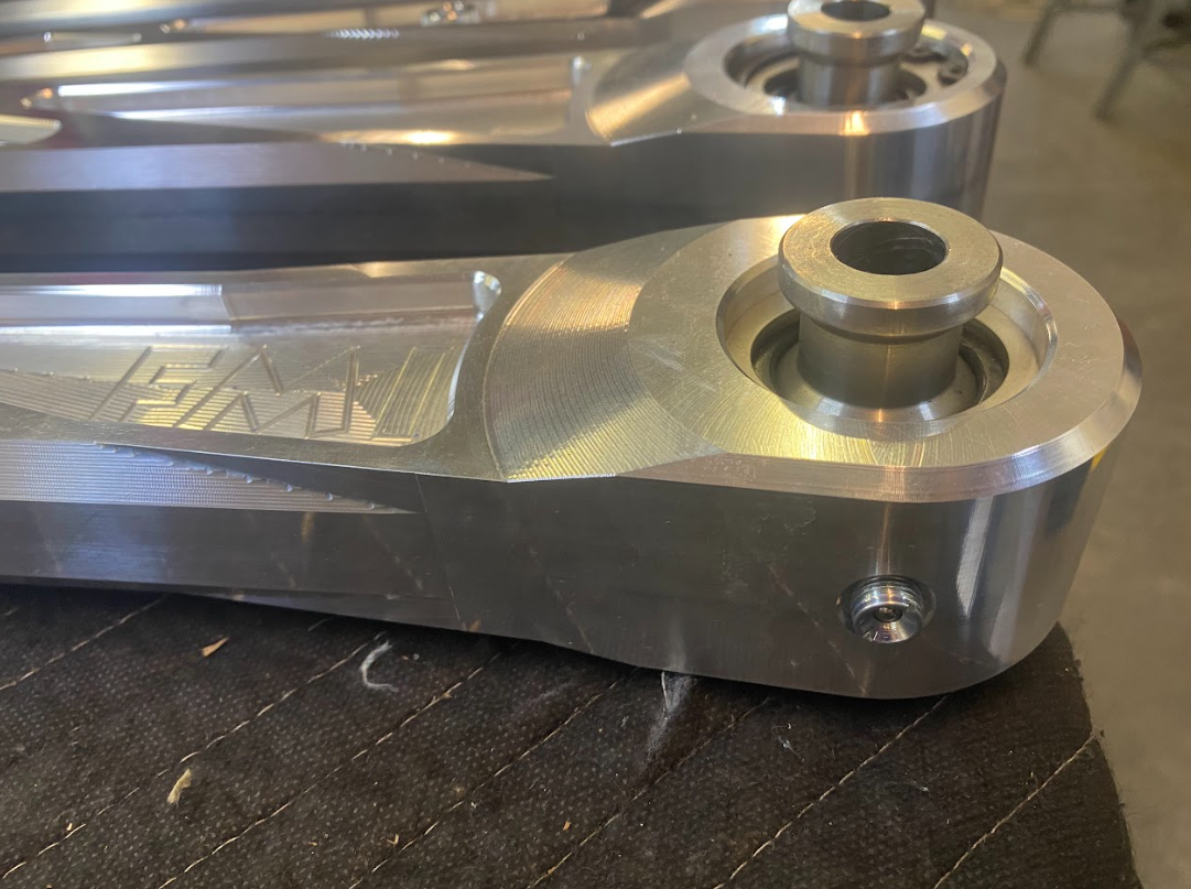 Billet aluminum rear suspension arms for 2022 Bronco Raptor featuring ultra-flex joints for enhanced performance.