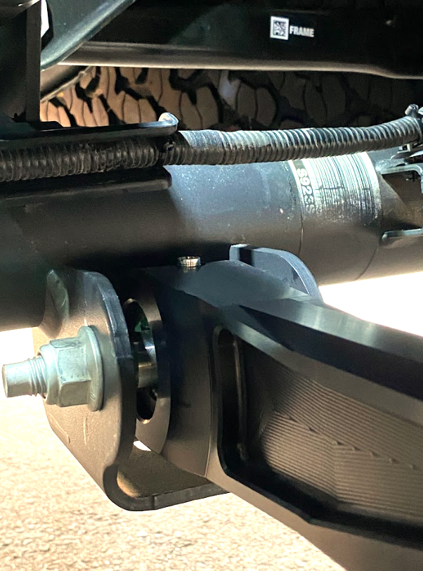 Billet aluminum rear lower suspension arms with ultra-flex joints for 2022 Bronco Raptor, showcasing durable construction and flexibility.