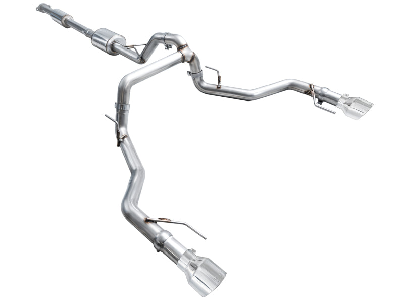 AWE Tuning 2021+ Ford F150 Tremor w/ Bumper Cutouts 0FG Resonated Cat-Back w/ Chrome Silver Tips