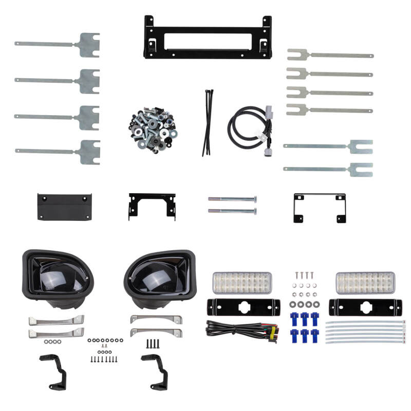 ARB winch bar kit for 22+ Toyota LC 76/78/79 with AF20 safety sensor, including mounting hardware and lights.