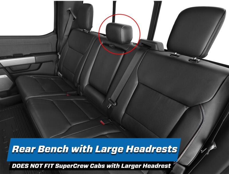 PRP 2021+ Ford 150/ 2023+ SuperDuty Rear Seat Covers (Pair) - Black w/ Red Stitch