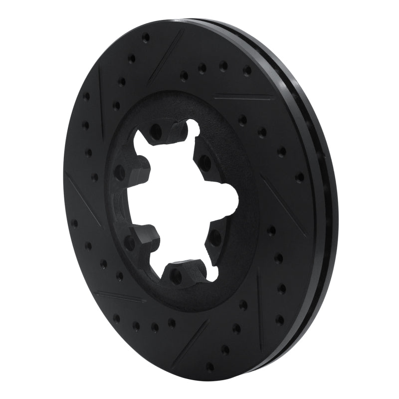 R1 04-08 Chevrolet Colorado Front Left Drilled & Slotted Black Brake Rotor