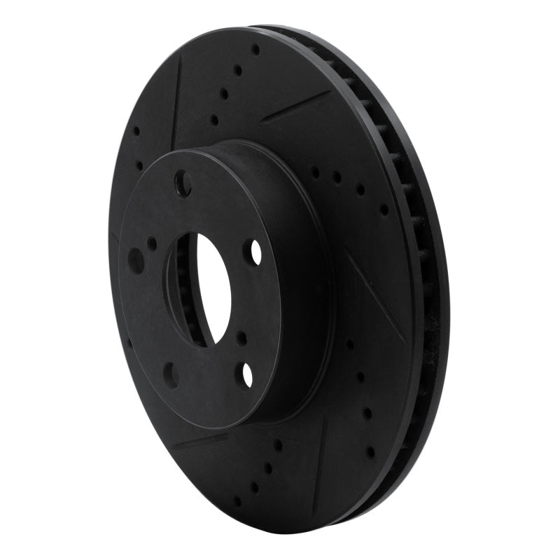 R1 05-15 Toyota Tacoma Front Left Drilled & Slotted Black Brake Rotor