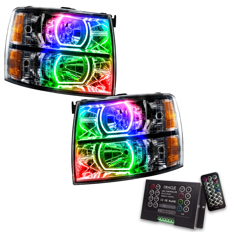 Oracle 07-13 Chevy Silverado SMD HL - Blk - Square Style - ColorSHIFT w/ 2.0 Controller