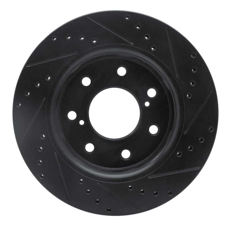 R1 10-14 Ford F-150 4WD Front Left Drilled & Slotted Black Brake Rotor